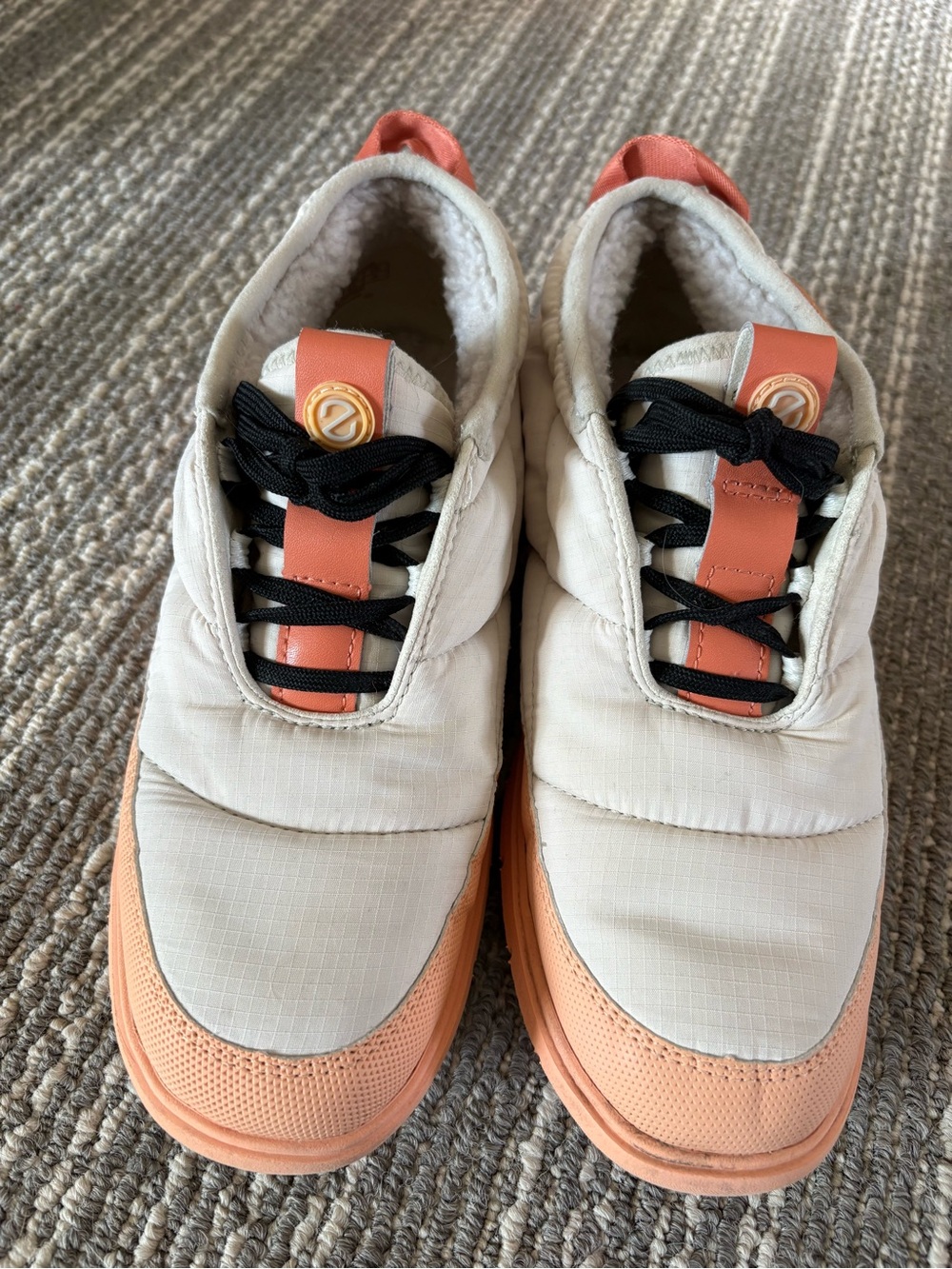 Cole Haan Cream and Peach Slip-On Quilted Sneakers